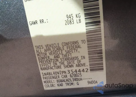 2023 Nissan Altima Sv Fwd from USA, damaged, VIN 1N4BL4DV2PN354442